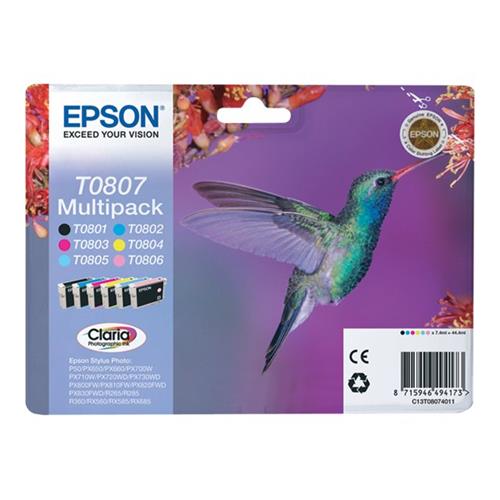 CARTUCHO T080740 ( T0807 ) ( MULTIPACK )(NEGRO/CIAN/MAGENTA/AMARILLO) EPSON