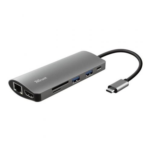 HUB USB-C 7 EN 1 TRUST DALYX 23775 2 USB / 1 USB-C / HDMI / RJ45 / LEC TARJ