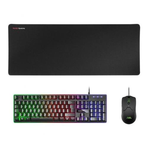 TECLADO RGB USB + RATON 10000DPI RGB USB + ALF. MARS GAMING MCPX NEGRO