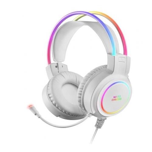 AURICULARES GAMING CON MICROFONO MARS GAMING MHRGB BLANCO