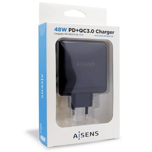 CARGADOR DE PARED 48W AISENS ASCH-2PD30QC-BK NEGRO  1 X USB / 1 X USB-C