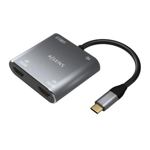 ADAPTADOR USB-C A  2 HDMI 4K HEMBRA - USB-C MACHO- USB-C H AISENS A109-0625