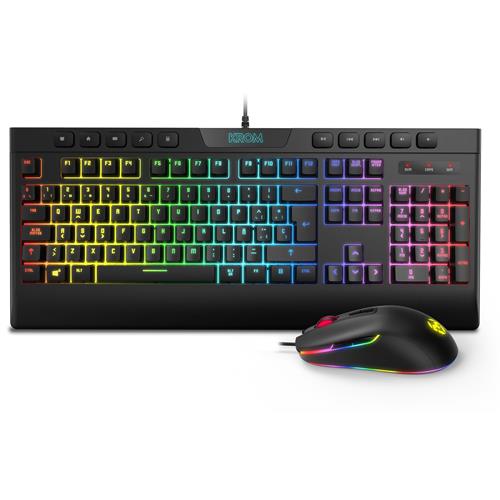 TECLADO GAMING RGB  Y RATON OPTICO  USB RGB PACK KROM KAYLOS