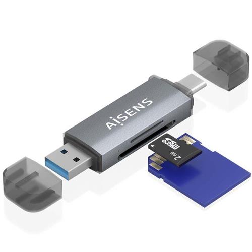 LECTOR EXTERNO TARJETAS AISENS ASCR-2AC08-GR GRIS USB 3.1 USB-C USB