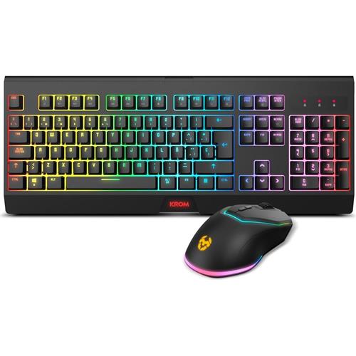 TECLADO GAMING RGB  Y RATON GAMING INALAMBRICOS KROM KABALA