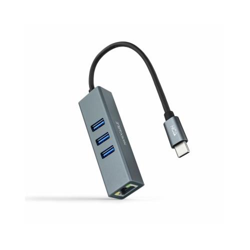 HUB USB-C NANOCABLE 10.03.0408 3 USB /  1 RJ45