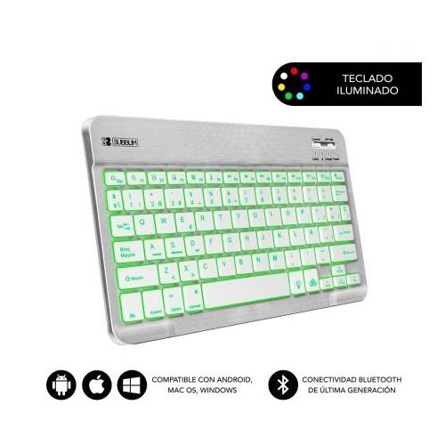 TECLADO SUBBLIM SMBL30 TECLAS ILUMINADAS PLATA BLUETOOTH