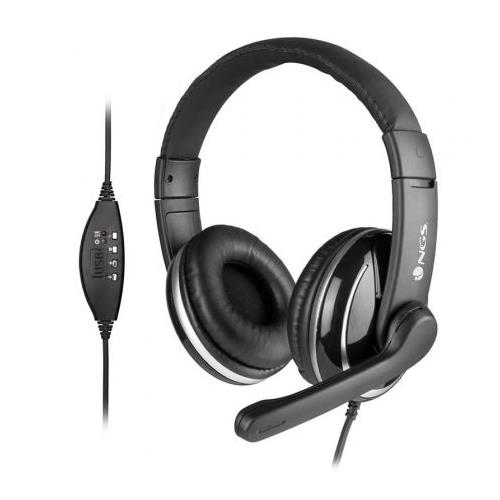 AURICULARES CON MICROFONO NGS VOX800 NEGRO USB