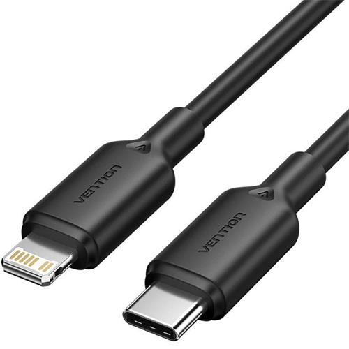 CABLE USB-C A LIGHTNING MACHO 1M. NEGRO VENTION LAKBF