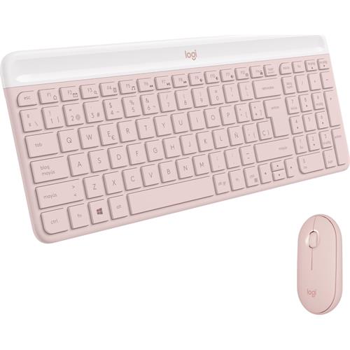 TECLADO+RATON LOGITECH WIRELESS SLIM COMBO MK470 ROSA 920-011317