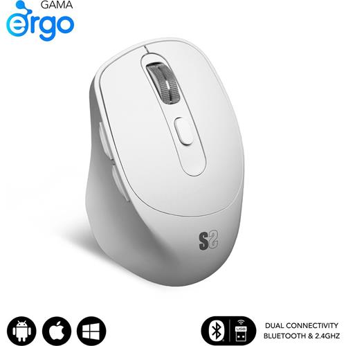 RATON ERGONOMICO SUBBLIM COMFORT ERGO DUAL 2400DPI  BLUETOOTH BLANCO