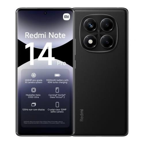 SMARTPHONE XIAOMI REDMI NOTE 14 PRO 4G LTE 8GB 256GB 6.67" NEGRO