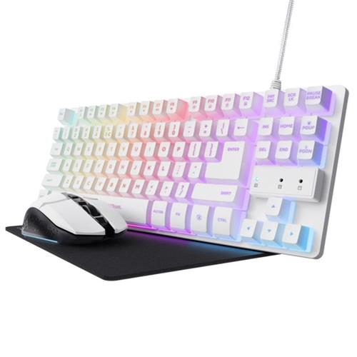 TECLADO GAMING USB Y RATON GAMING INALAM. TRUST GXT 794W 25233 USB BLANCO